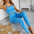 Two Piece Set Femmes Vêtements Breffe-tricot en tricot sans couture Leggings Set Yoga Suit